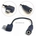Аудио-переходник Micro-USB (Male, папа) ‒ AUX 3.5 mm (Female, мама), для наушников, угловой 90°