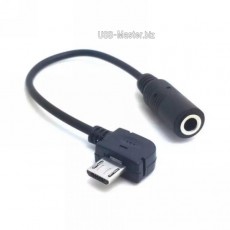 Аудио-переходник Micro-USB ‒ AUX 3.5 mm, Угловой 90°