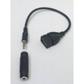 Автомобильный кабель USB (Female, мама) ‒ mini Jack 3.5mm (Female, мама) AUX, TRRS