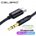 Аудио-кабель Type C (Male, папа) ‒ 3,5 мм, AUX (Male, папа), ЦАП 16bit/48Khz, "CelBro"