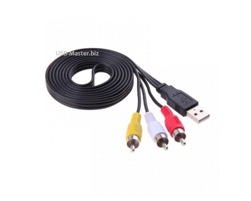 Аудио-видео кабель AV USB (Male, папа) - 3 RCA (Male, папа) удлинитель