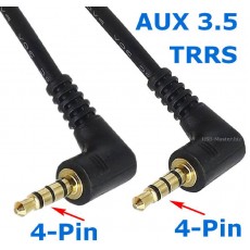 Аудио-кабель TRRS mini Jack 3.5 mm, Угловой, 4-Pin