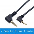 Аудио-кабель mini Jack 2.5 на mini Jack 3.5 мм, Угловой 90°, 3-Pin, Длина 50 см 
