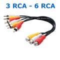 3 RCA (Female, мама) на 6 RCA (Male, папа) Y-сплиттер, Аудио‒Видео кабель 