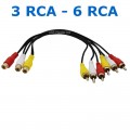 3 RCA (Female, мама) на 6 RCA (Male, папа) Y-сплиттер, Аудио‒Видео кабель 