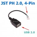 Кабель, Адаптер JST PH 2.0, 4Pin (Female) - USB (Female)