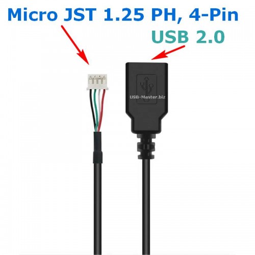 Кабель, Адаптер JST PH 1.25 4Pin (Female) - USB (Female)
