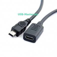 Кабель Mini-USB male ‒ Type-C female, OTG