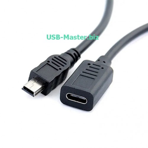 Кабель Mini-USB (male, папа) ‒ Type-C (female, мама) OTG, длина 30 см