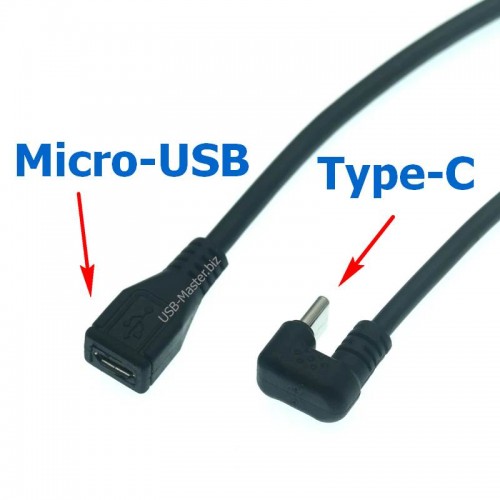 Кабель Micro-USB ‒ Type-C 180°, OTG