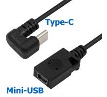Кабель Mini-USB ‒ Type-C 180°, OTG