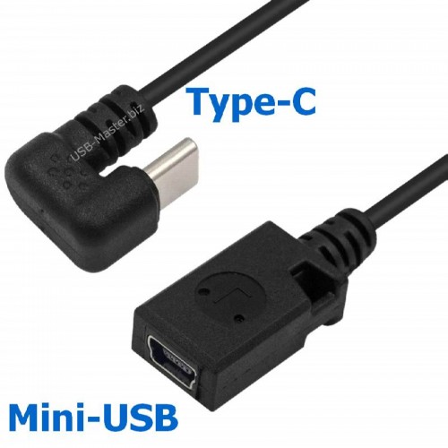 Угловой кабель Micro-USB (Female, мама) ‒ Type-C 180° (Male, папа) OTG Кабель, Длина 30 см