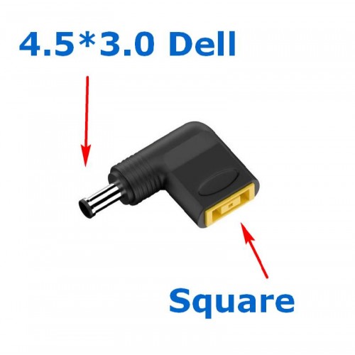 Угловой Адаптер питания постоянного тока Square - DC 4.5 x 3.0 мм для ноутбуков Dell