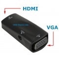 Переходник HDMI (Female, мама) ‒ VGA (Female, мама) + AUX 3.5 mini Jack