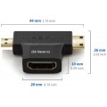 Адаптер 2 в 1: HDMI (Female, мама) - Mini-hdmi (Male, папа) - Micro-hdmi (Male, папа)