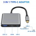 USB 3.1 Type-C Хаб 3в1 HDMI + USB 3.0 + 2x Type-C