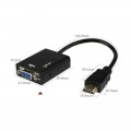 Адаптер HDMI (male, папа) ‒ VGA (female, мама) + Аудио-Выход AUX 3.5 mm