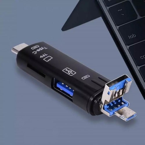 Кардридер 3-в-1, USB 3.0/Micro-USB/Type-C, для карт Micro SD, TF, OTG