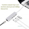 USB-Хаб TYPE-C - 3 USB 2.0 + RJ45 Ethernet LAN