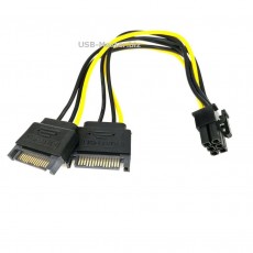 Кабель питания PCI-E 6Pin - 2 SATA 15Pin