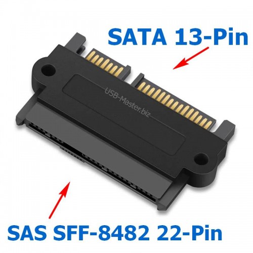 Адаптер SAS SFF-8482 (22 Pin) Female - SATA (7+15 Pin) Male