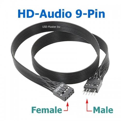 Кабель HD-Audio 9-Pin Male-Female, Длина 20 см, 30 см