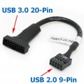 Переходник USB 3.0 (20-Pin) (Male, папа) - USB 2.0 (9-Pin) (Female, мама)