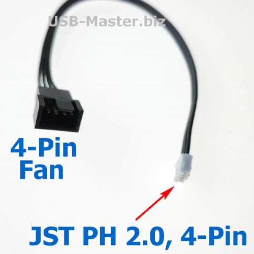 Кабель питания JST PH 2.0, 4-Pin (Female) - 4-Pin PWM Fan (Male, папа)