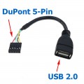 Кабель DuPont 2.54 мм (5-Pin) (Female, мама) ‒ USB 2.0 (Female, мама), Длина 50 см