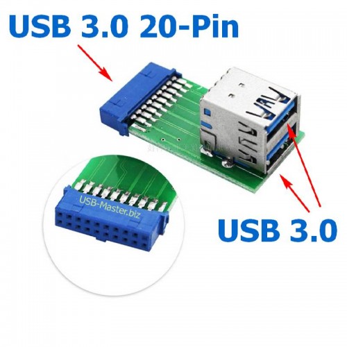 Переходник USB 3.0 (19/20-Pin) - 2x USB 3.0