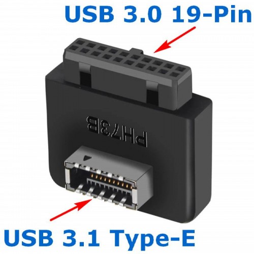 Переходник USB 3.0 (19/20-Pin) (Female, мама) - USB 3.1 Type-E (Female, мама)