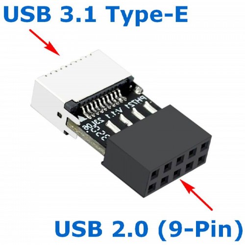 Переходник USB 2.0 (9-Pin) (Female, мама) - USB 3.1 Type-E (Female, мама)