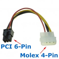 Кабель питания PCI-E 6 Pin - Molex 4 Pin