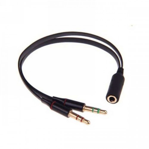 Аудио-кабель, 2x mini-Jack 3.5 (Male, папа) ‒ AUX 3.5 (Female, мама), TRRS, Y сплиттер
