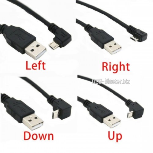 Кабель USB - Micro-USB, 5Pin, угловой 90°