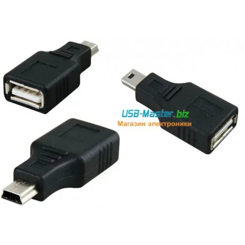 Переходник USB (Female, мама) ‒ Mini-USB (Male, папа), OTG