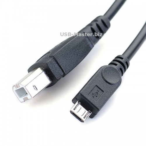 Кабель для принтера Micro-USB (Male, папа) - USB Type-B (Male, папа), OTG 