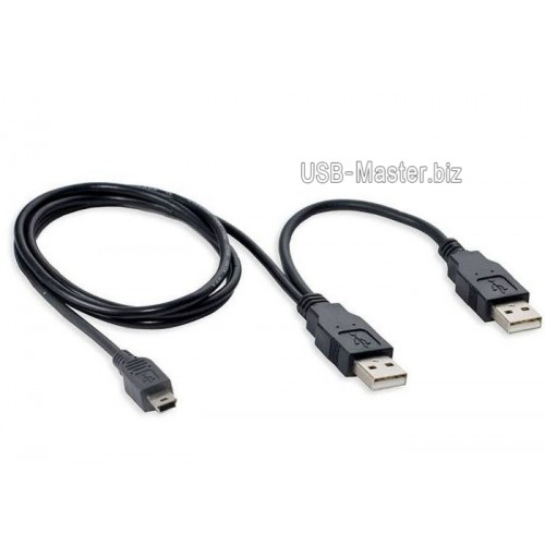 Y-сплиттер 2xUSB (Male, папа) ‒ Mini-USB (Male, папа) кабель, удлинитель