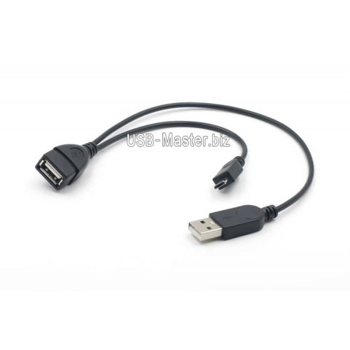Адаптер Y-разветвитель USB (Male/Female) + Micro-USB (Male) OTG