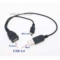 Кабель, Y сплиттер 2x USB ‒ Mini-USB, OTG