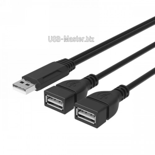 USB кабель, Y-разветвитель USB (Male, папа) ‒ 2x USB (Female, мама)