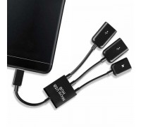 Micro-usb Хаб на 2 USB OTG порта + зарядка