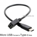 Micro-USB (Female, мама) ‒ Type-C (Male, папа) OTG кабель, переходник