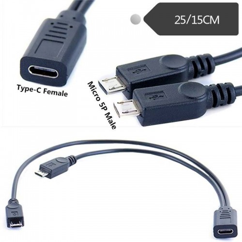 Y-разветвитель Type-C + 2x Micro-USB