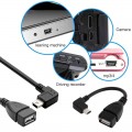 Кабель USB (female, мама) ‒ Mini-usb (male, папа) угловой 90°