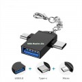 Адаптер USB 3.0 (Female, мама) - USB-C (Male, папа) - Micro-USB OTG (Male, папа) угловой 90°, OTG
