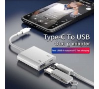 Адаптер Type-C - USB, OTG + Type-C (зарядка)