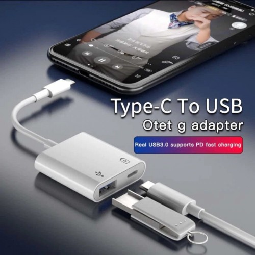 Адаптер Type-C - USB OTG + Type-C (зарядка)