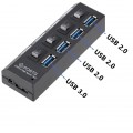 USB-Хаб 3.0 на 4 USB-порта, с Выключателем Вкл/Выкл и Дополнительным питанием