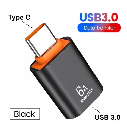 Адаптер USB-C (Male, папа) - USB 3.0 (Female, мама) 6A, 120W, OTG